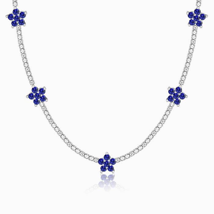 Giva 925 Silver Blue Floral Necklace : PD02208