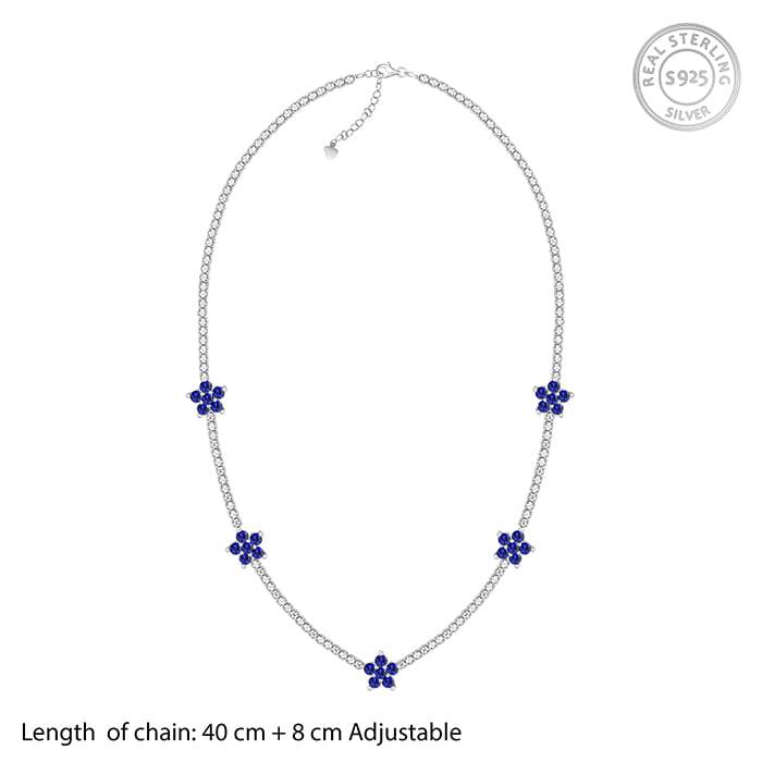 Giva 925 Silver Blue Floral Necklace : PD02208