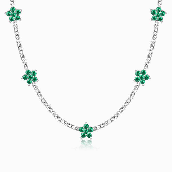 Giva 925 Silver Green Floral Necklace : PD02209