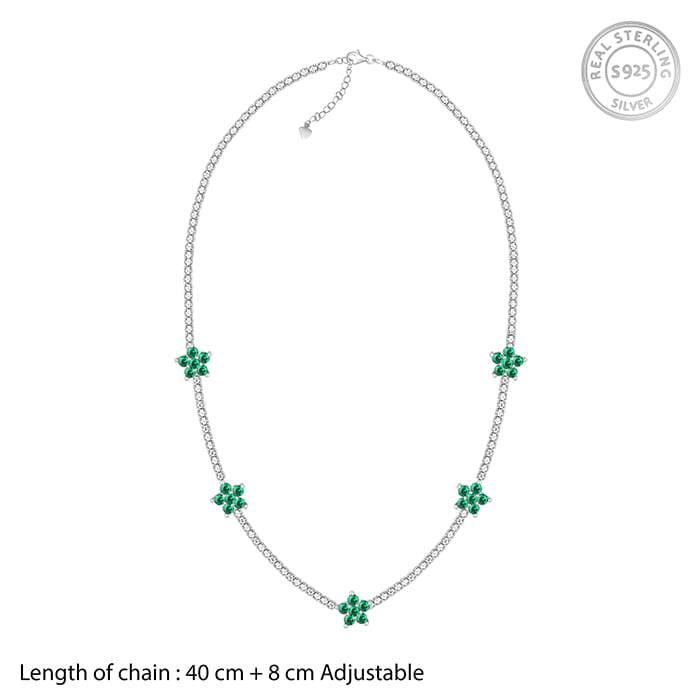 Giva 925 Silver Green Floral Necklace : PD02209