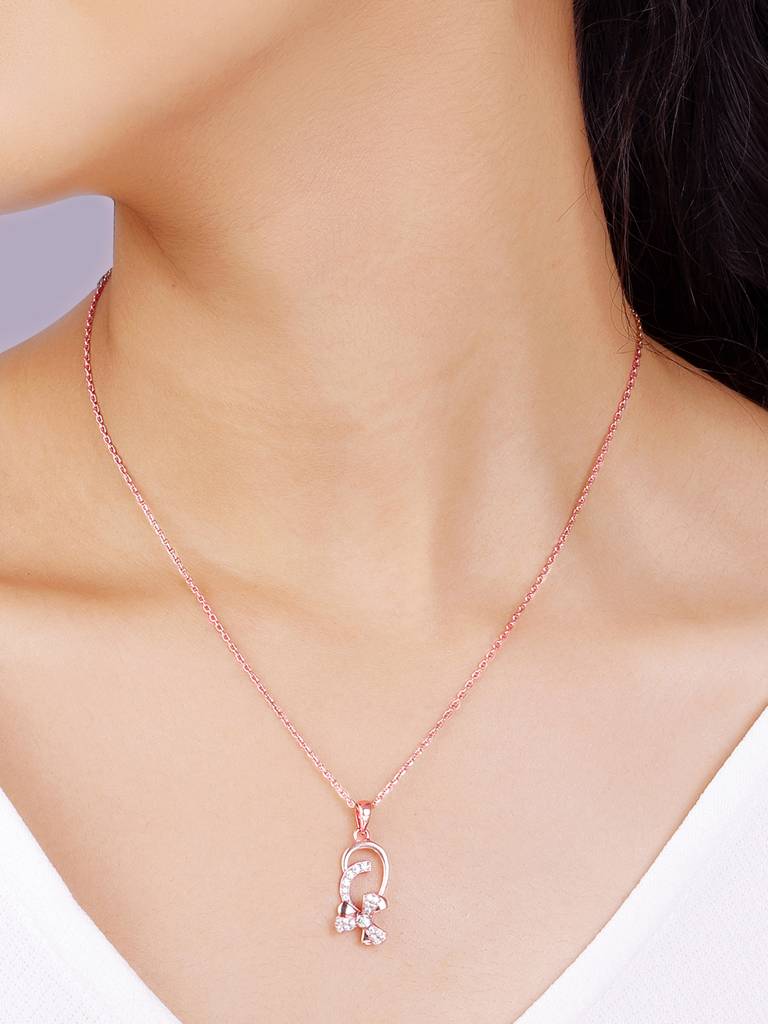 Giva 925 Sterling Silver Bhumi Rose Gold Mindful Musli Spin Pendant With Link Chain