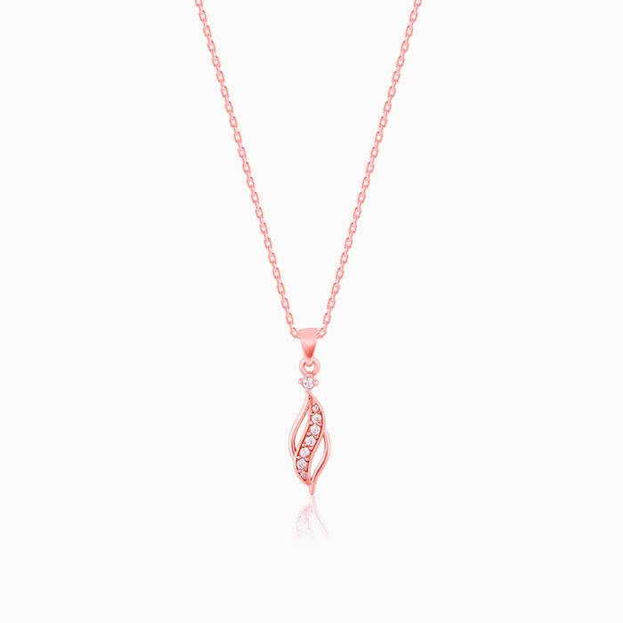 Giva 925 Sterling Silver Rose Gold Leaflet Pendant With Link Chain| Necklace To Gift Women : PD02222