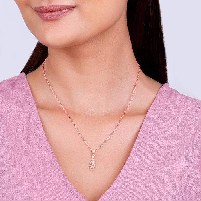 Giva 925 Sterling Silver Rose Gold Leaflet Pendant With Link Chain| Necklace To Gift Women : PD02222
