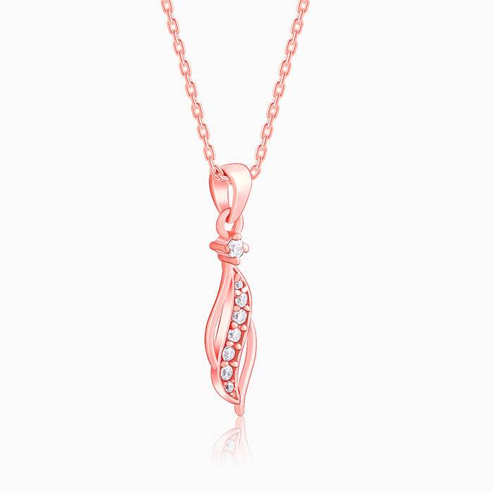 Giva 925 Sterling Silver Rose Gold Leaflet Pendant With Link Chain| Necklace To Gift Women : PD02222