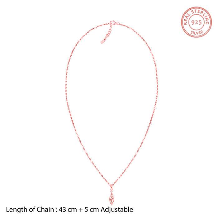 Giva 925 Sterling Silver Rose Gold Leaflet Pendant With Link Chain| Necklace To Gift Women : PD02222