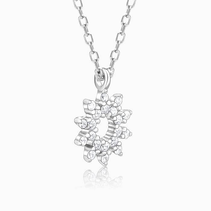 Giva 925 Sterling Sliver Sparkling Floral Pendant With Link Chain| Necklace To Gift Women  : PD02230