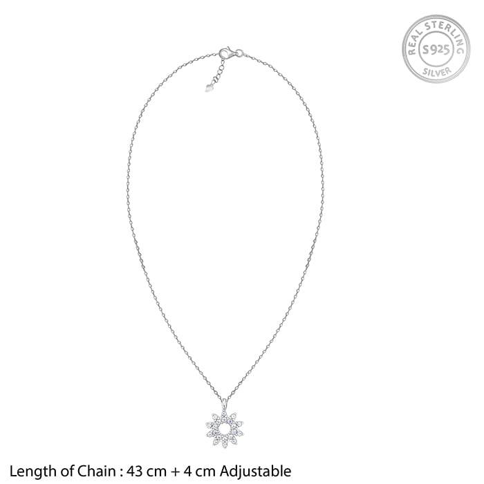 Giva 925 Sterling Sliver Sparkling Floral Pendant With Link Chain| Necklace To Gift Women  : PD02230