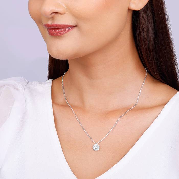 Giva 925 Silver Twofold Solitaire Pendant With Link Chain : PD02231
