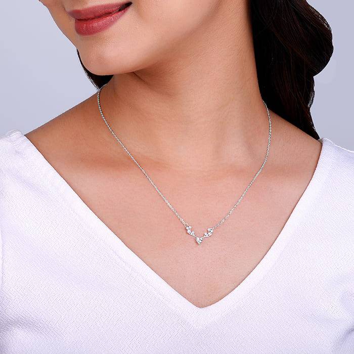 Giva 925 Sterling Silver Deer Heart Zircon Necklace| Necklace To Gift Women & Girls | With : PD02233