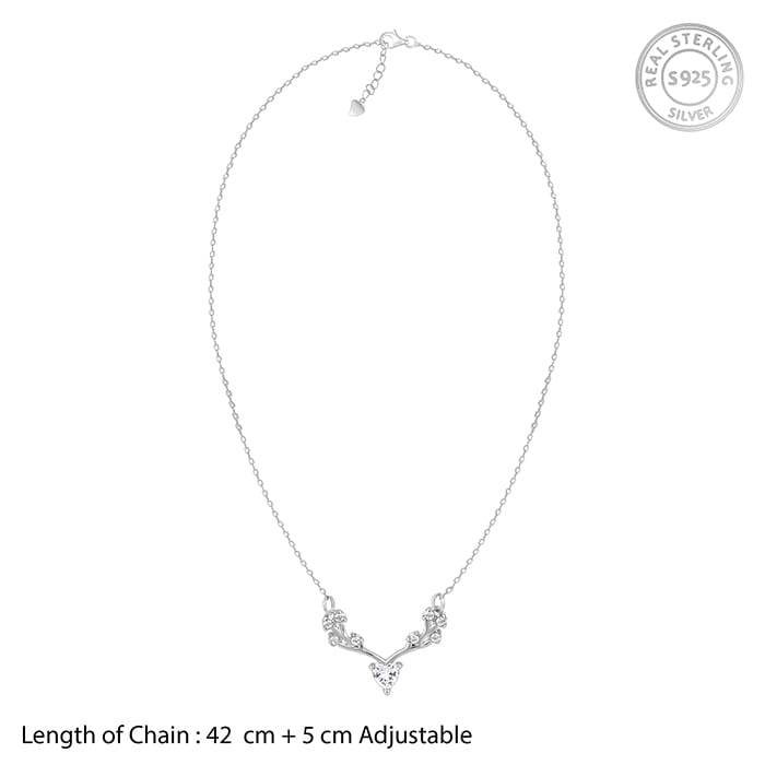 Giva 925 Sterling Silver Deer Heart Zircon Necklace| Necklace To Gift Women & Girls | With : PD02233