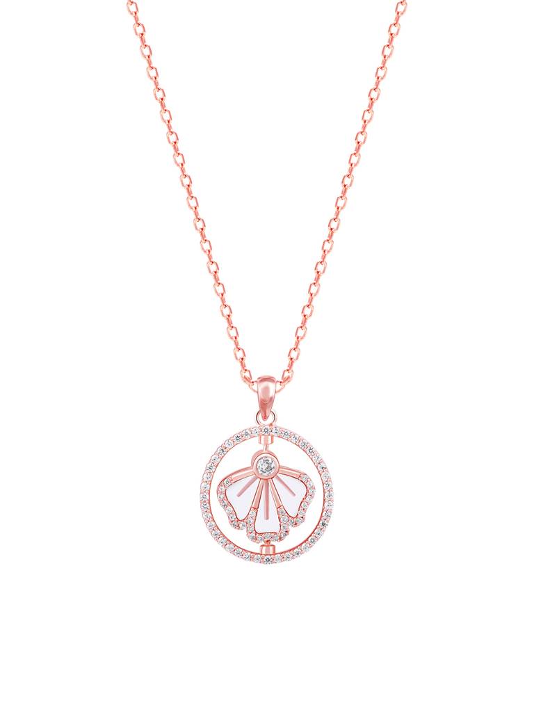 Giva 925 Silver Bhumi Rose Gold Eye Bright Flip Flower Pendant With Link Chain : PD02244