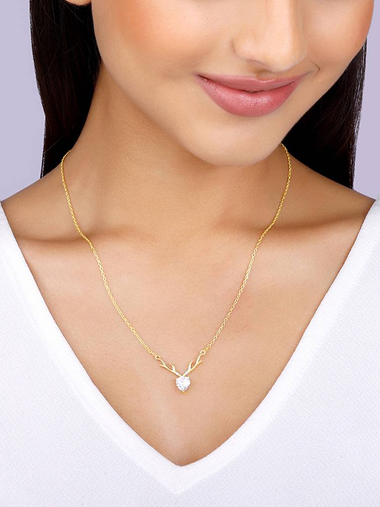 Giva 925 Sterling Silver Golden Deer Heart Necklace
