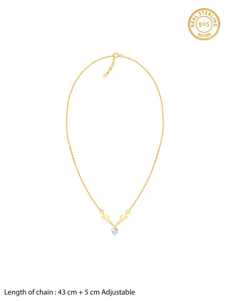 Giva 925 Sterling Silver Golden Deer Heart Necklace