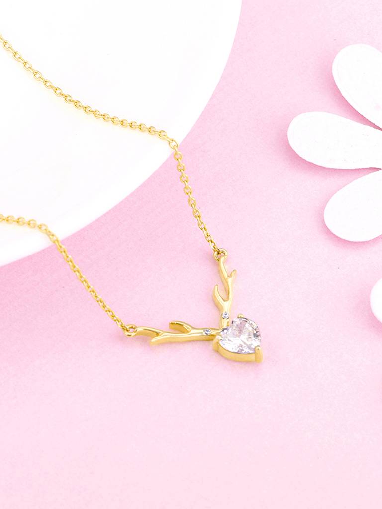 Giva 925 Sterling Silver Golden Deer Heart Necklace