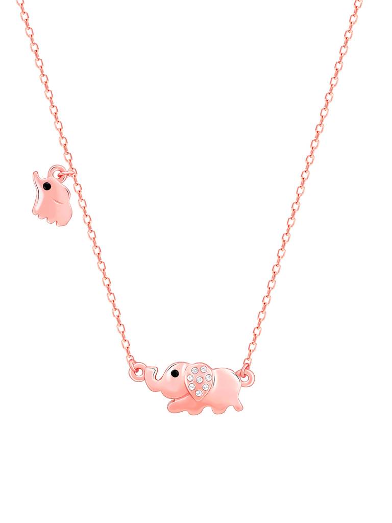 Giva 925 Sterling Silver Rose Gold Elephant Charm Necklace