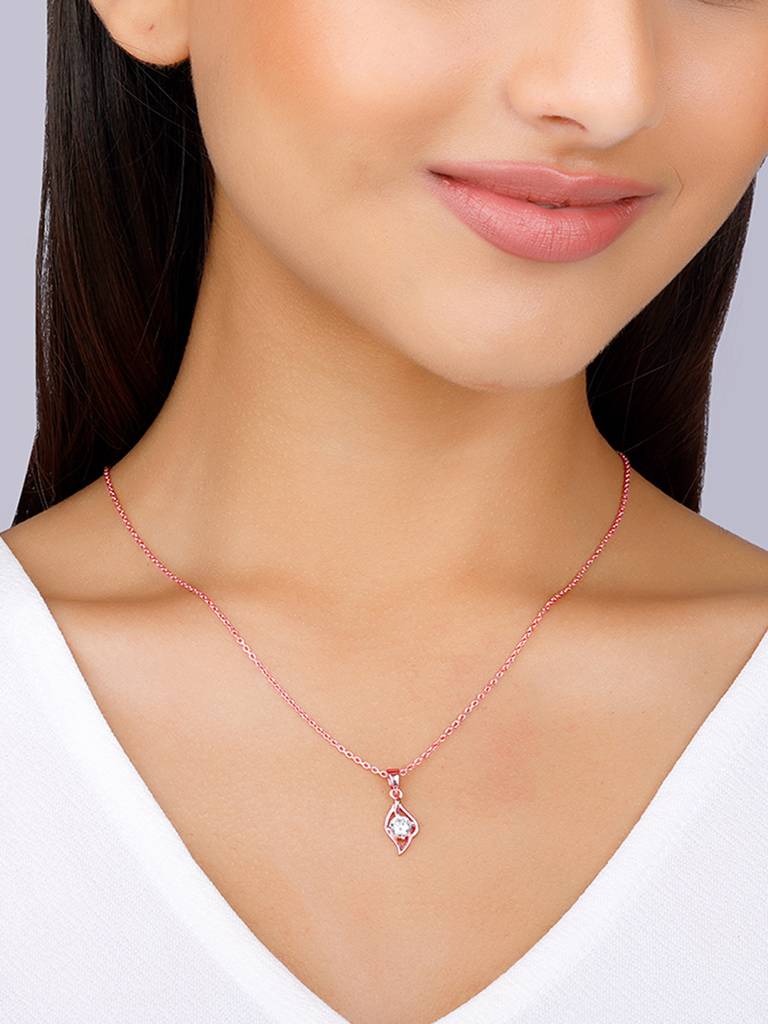 Giva 925 Sterling Silver Rose Gold Falling Dew Pendant With Link Chain