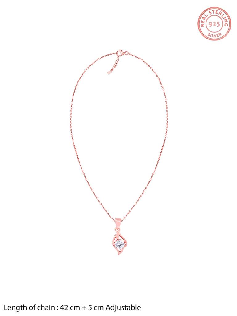 Giva 925 Sterling Silver Rose Gold Falling Dew Pendant With Link Chain