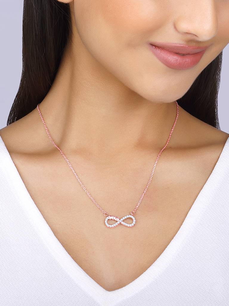 Giva 925 Sterling Silver Rose Gold Infinity Heart Necklace
