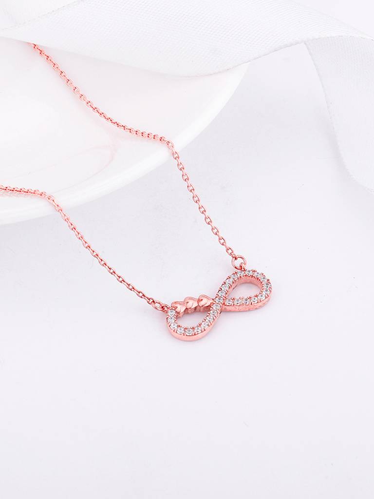 Giva 925 Sterling Silver Rose Gold Infinity Heart Necklace