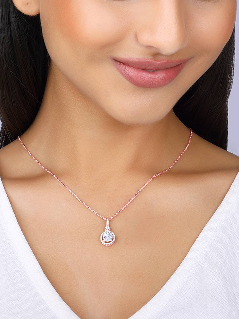 Giva 925 Sterling Silver Rose Gold Drizzle Drop Pendant With Link Chain