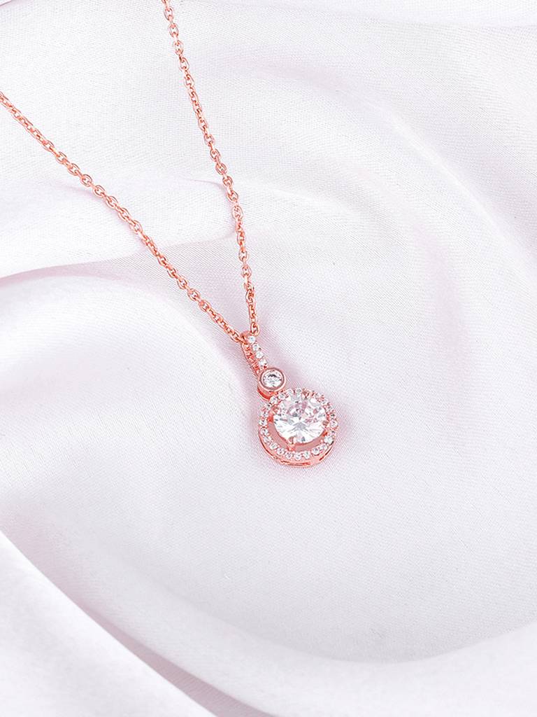 Giva 925 Sterling Silver Rose Gold Drizzle Drop Pendant With Link Chain