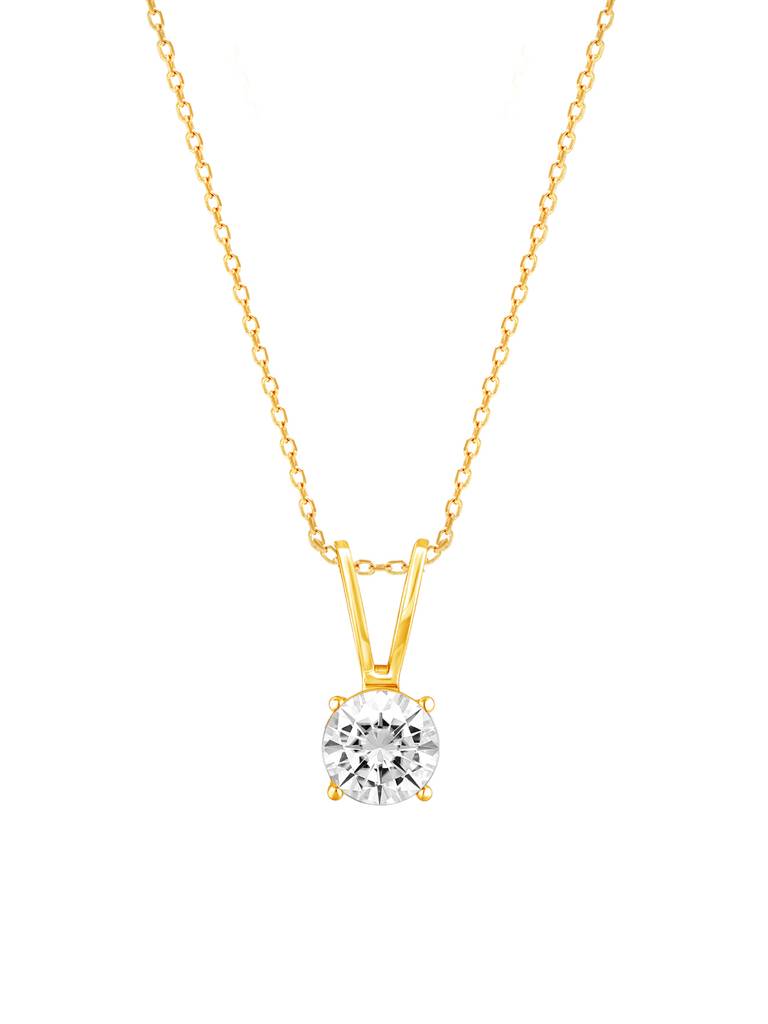 Giva 925 Sterling Silver Golden Zircon Pendant With Link Chain