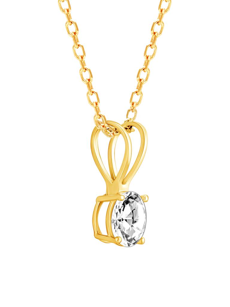 Giva 925 Sterling Silver Golden Zircon Pendant With Link Chain