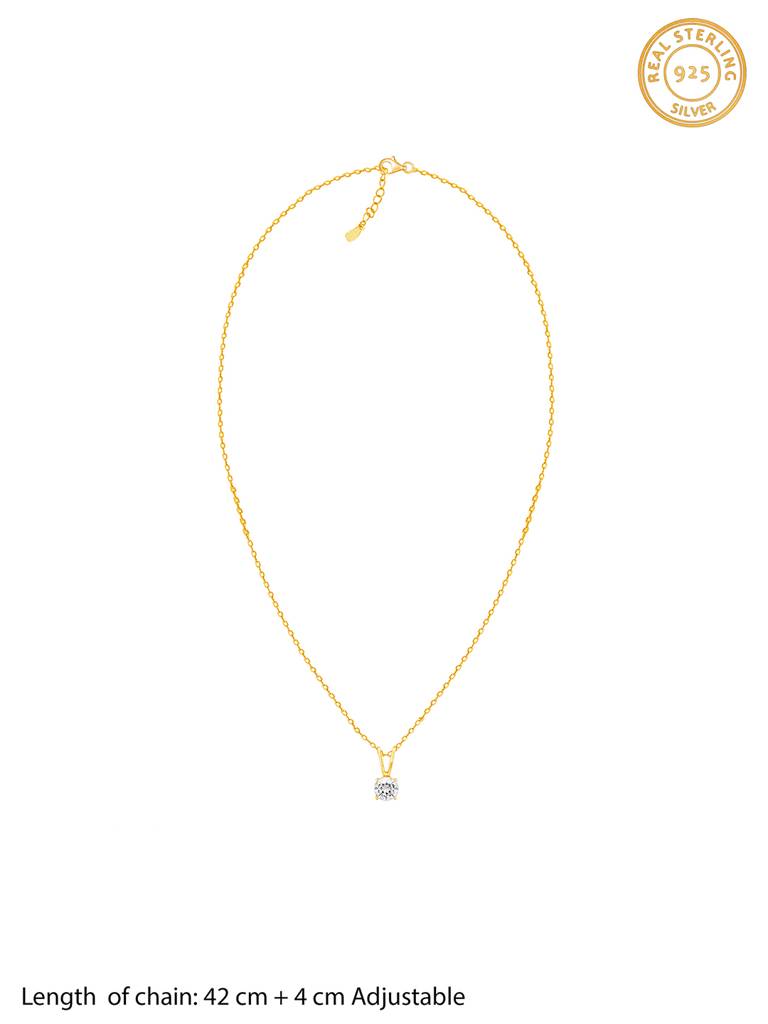 Giva 925 Sterling Silver Golden Zircon Pendant With Link Chain
