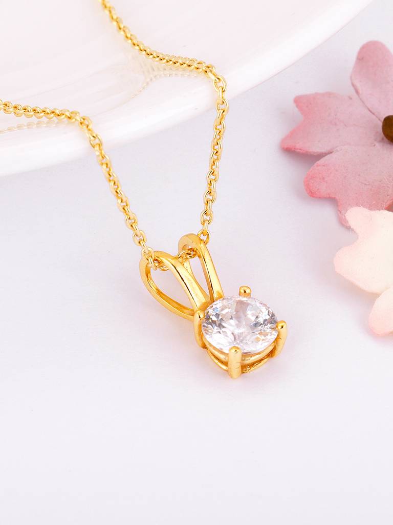 Giva 925 Sterling Silver Golden Zircon Pendant With Link Chain