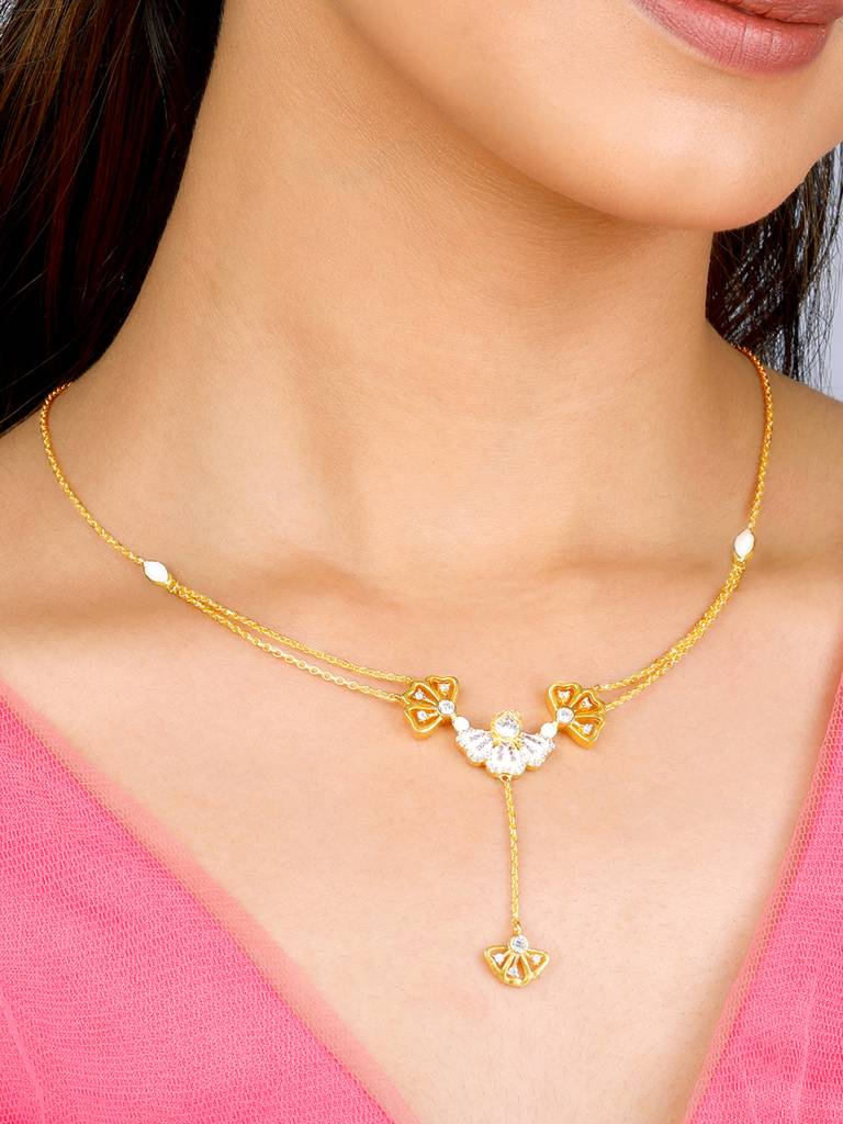 Giva 925 Sterling Silver Bhumi Golden Elegant Eyebright Lariat Necklace