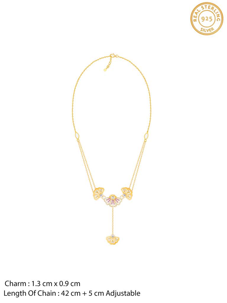 Giva 925 Sterling Silver Bhumi Golden Elegant Eyebright Lariat Necklace