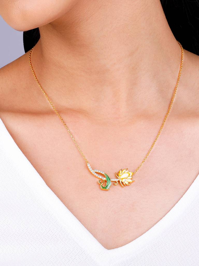 Giva 925 Sterling Silver Bhumi Golden Brilliant Brahma Kamal Set