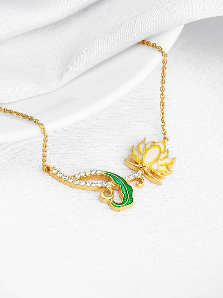 Giva 925 Sterling Silver Bhumi Golden Brilliant Brahma Kamal Set