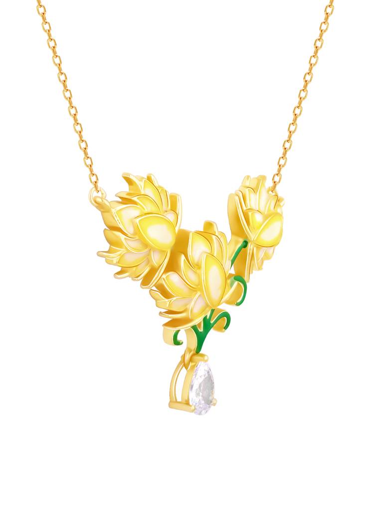 Giva 925 Sterling Silver Bhumi Golden Bewitching Brahma Kamal Necklace