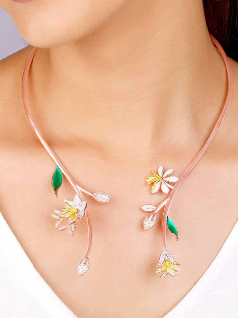 Giva 925 Sterling Silver Bhumi Rose Gold Maiden Musli Neck Cuff