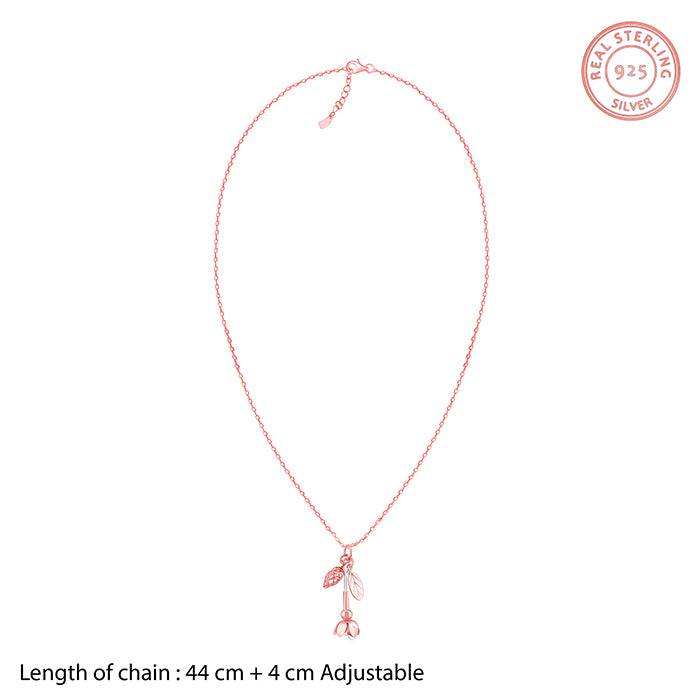 Giva 925 Silver Bhumi Silver And Rose Gold Brahma Kamal Convertible Pendant With Link Chain : PD02266