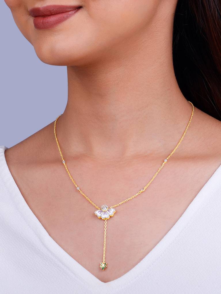 Giva 925 Silver Bhumi Gold Eye Bright Flower Lariat Necklace : PD02268