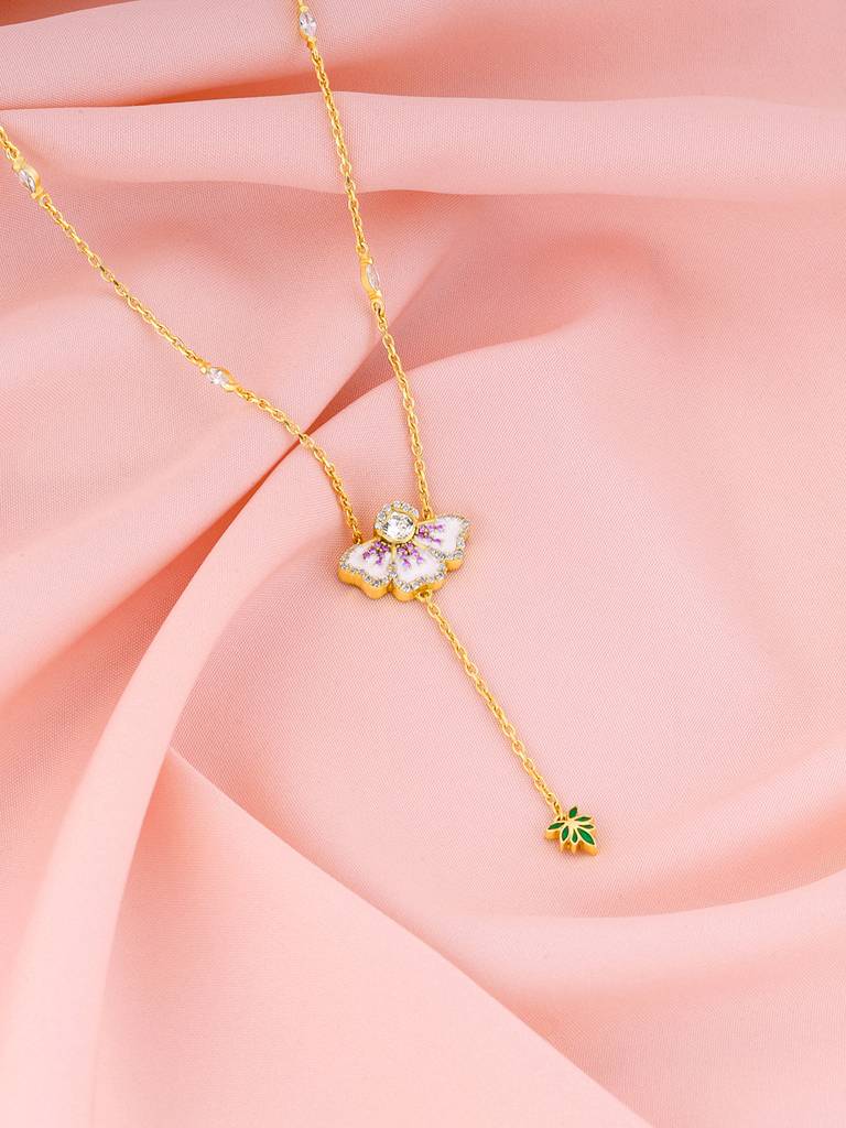 Giva 925 Silver Bhumi Gold Eye Bright Flower Lariat Necklace : PD02268