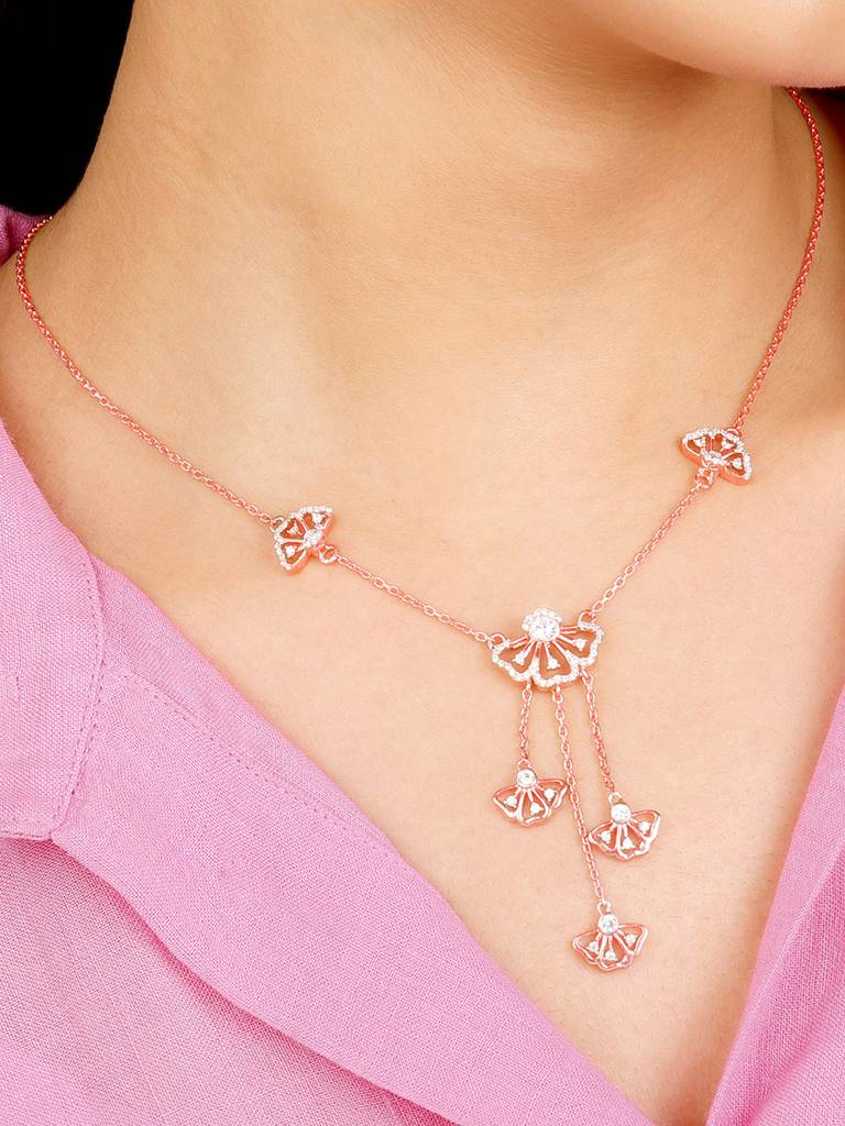 Giva 925 Sterling Silver Bhumi Rose Gold Crowning Eyebright Trio Necklace