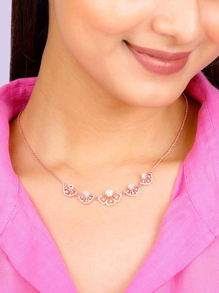 Giva 925 Sterling Silver Bhumi Rose Gold Crowning Eyebright Necklace
