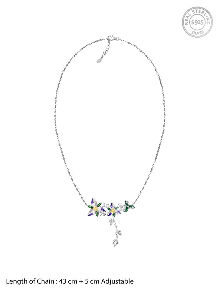 Giva 925 Silver Bhumi Silver Trillium Necklace : PD02271