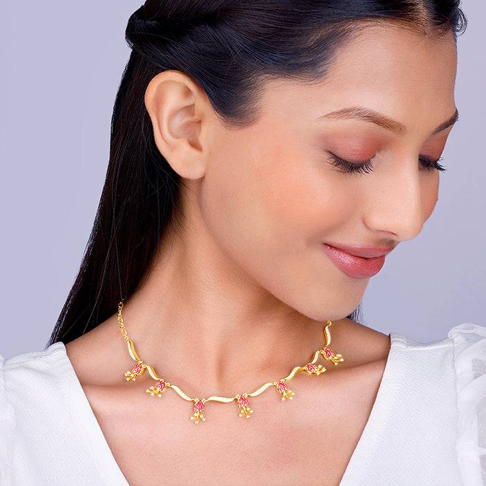 Giva 925 Silver Bhumi Golden Brahma Kamal Bud Necklace : PD02272
