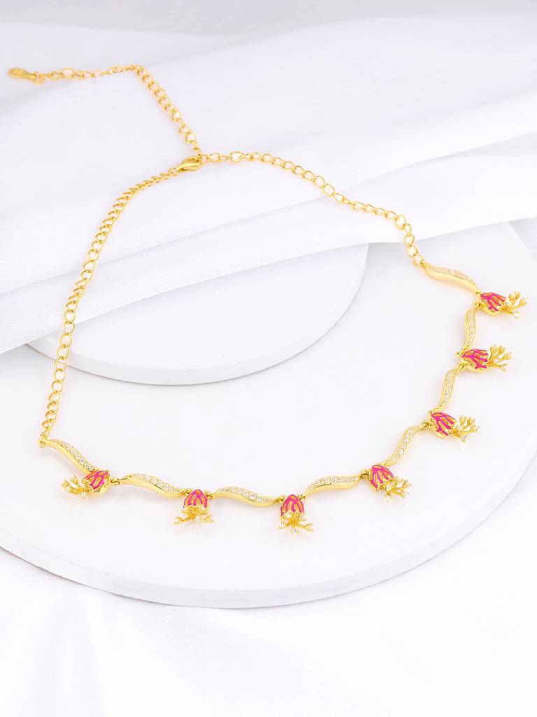 Giva 925 Silver Bhumi Golden Brahma Kamal Bud Necklace : PD02272