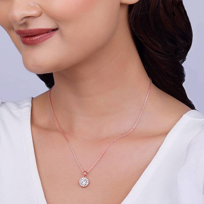 Giva 925 Silver Rose Gold Eve Beauty Pendant With Link Chain : PD02276