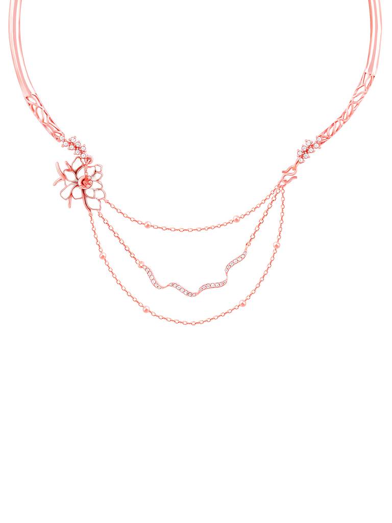 Giva 925 Sterling Silver Bhumi Rose Gold Brahma Kamal Statement Necklace