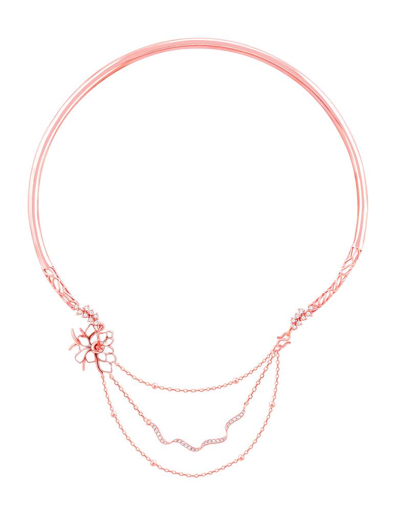 Giva 925 Sterling Silver Bhumi Rose Gold Brahma Kamal Statement Necklace