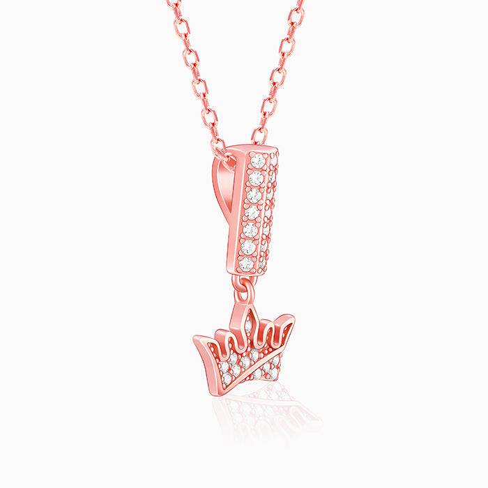 Giva 925 Silver Rose Gold Crown Pendant With Link Chain : PD02280