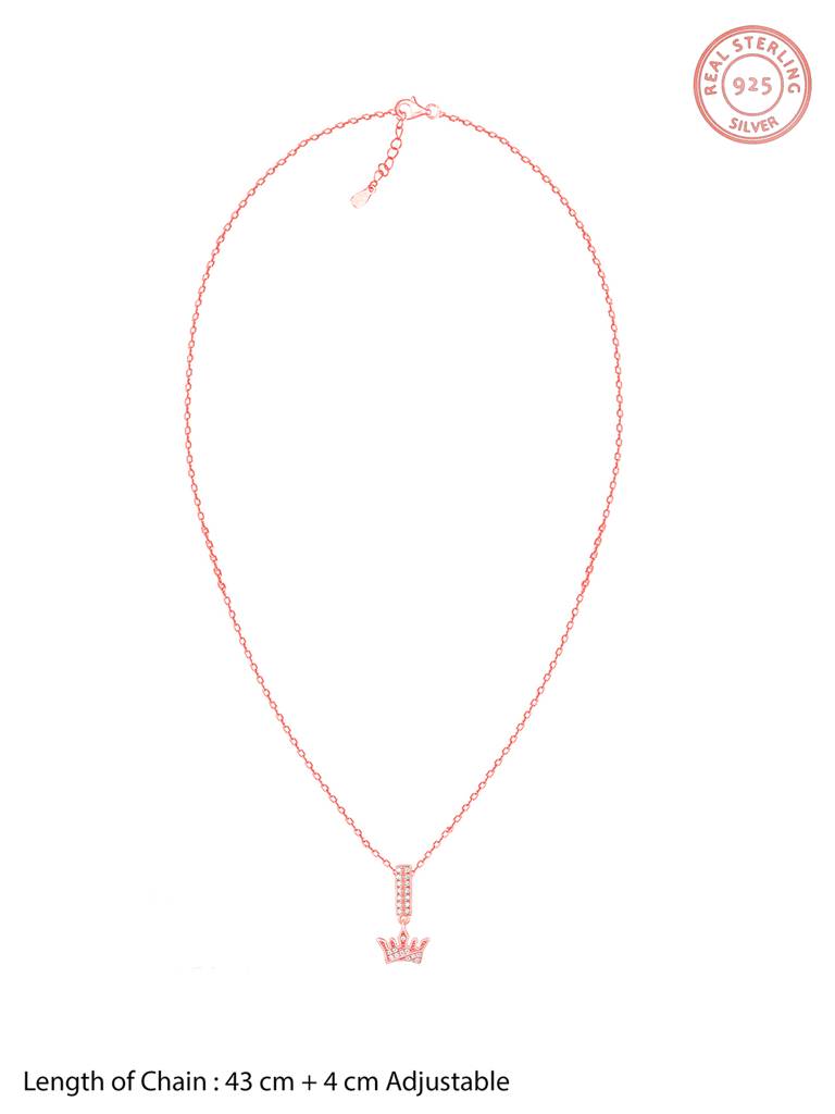 Giva 925 Silver Rose Gold Crown Pendant With Link Chain : PD02280
