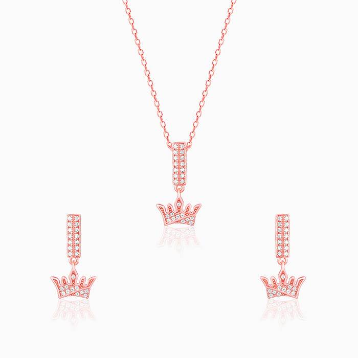 Giva 925 Sterling Silver Rose Gold Crown Set| Gifts For Women And Girls | With Certificate : PD02280ER02523