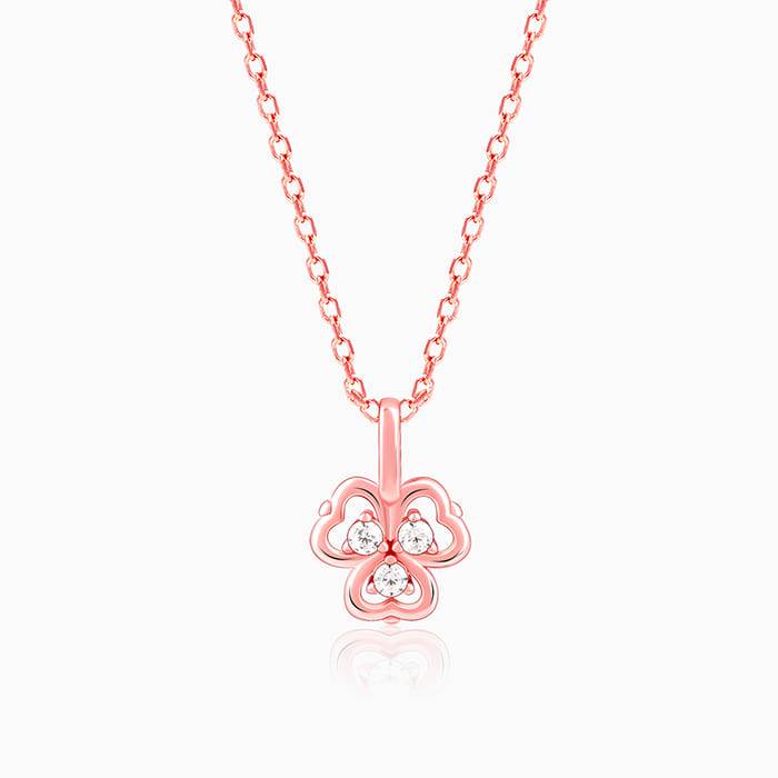 Giva 925 Sterling Silver Rose Gold Three Leaf Clover Pendant With Link Chain| Necklace To  : PD02282